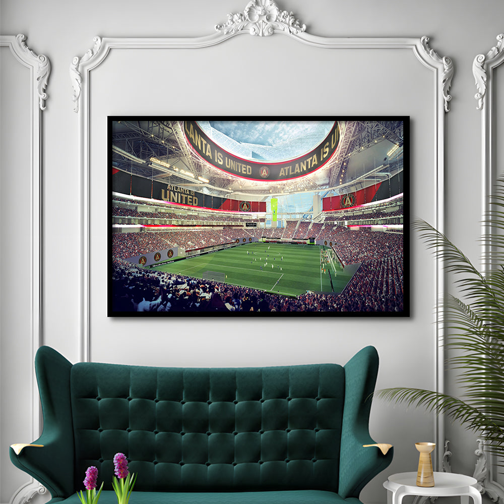 Mercedes Benz Stadium Atlanta, Stadium Canvas, Sport Art, Gift for him, Framed Art Print Wall Decor, Picture Framed