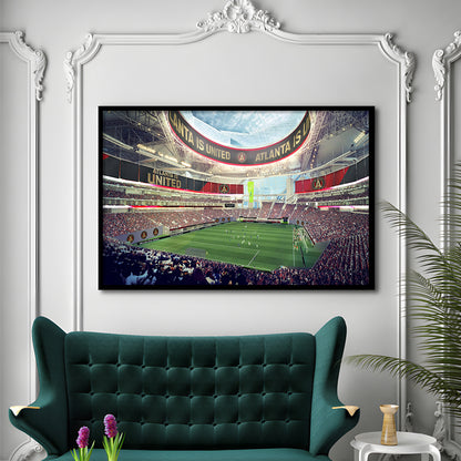 Mercedes Benz Stadium Atlanta, Stadium Canvas, Sport Art, Gift for him, Framed Art Print Wall Decor, Picture Framed