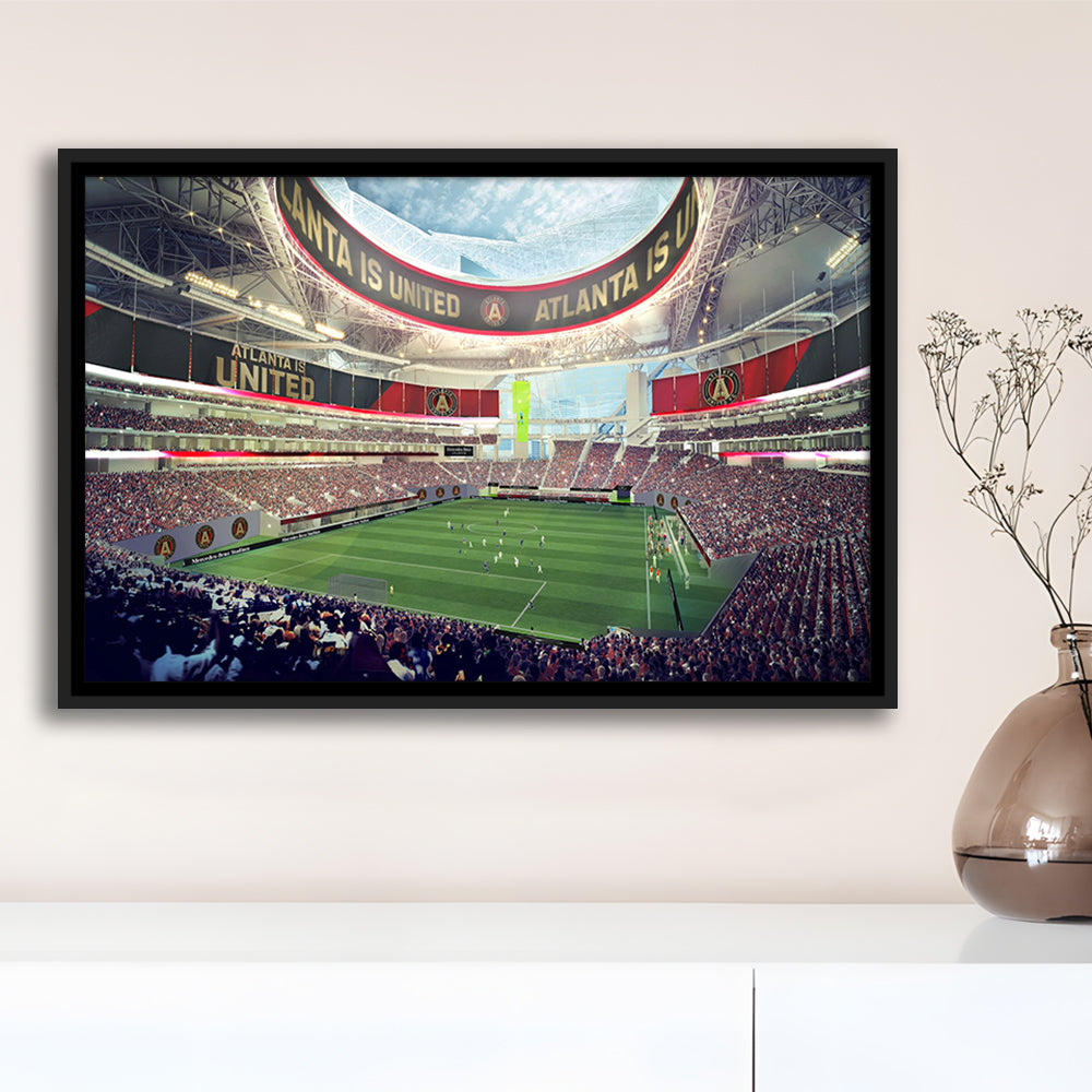 Mercedes Benz Stadium Atlanta, Stadium Canvas, Sport Art, Framed Canvas Print Wall Art, Floating Frame