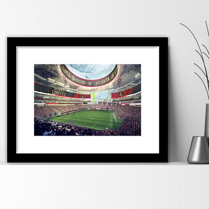 Mercedes Benz Stadium Atlanta, Stadium Canvas, Sport Art, Gift for him, White Border Framed Art Print Wall Decor