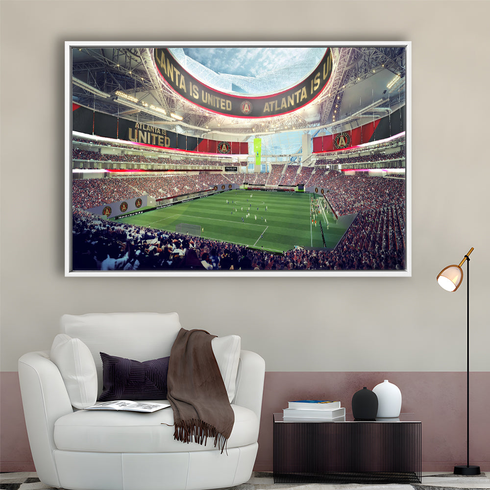 Mercedes Benz Stadium Atlanta, Stadium Canvas, Sport Art, Framed Canvas Print Wall Art, Floating Frame