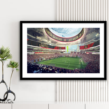 Mercedes Benz Stadium Atlanta, Stadium Canvas, Sport Art, Gift for him, White Border Framed Art Print Wall Decor