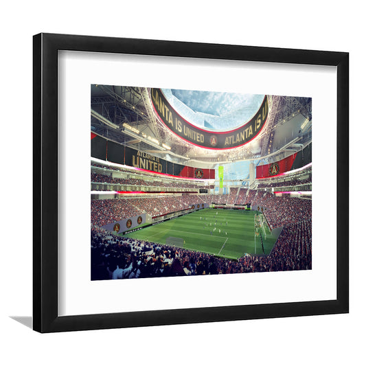 Mercedes Benz Stadium Atlanta, Stadium Canvas, Sport Art, Gift for him, White Border Framed Art Print Wall Decor
