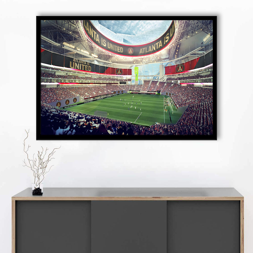 Mercedes Benz Stadium Atlanta, Stadium Canvas, Sport Art, Gift for him, Framed Art Print Wall Decor, Picture Framed