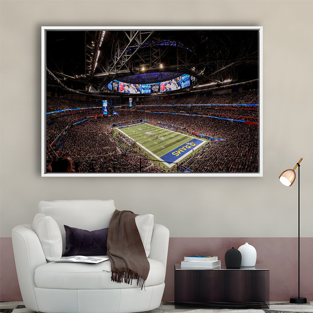 Mercedes Benz Stadium, Stadium Canvas, Sport Art, Fan Gifts, Framed Canvas Print Wall Art, Floating Frame