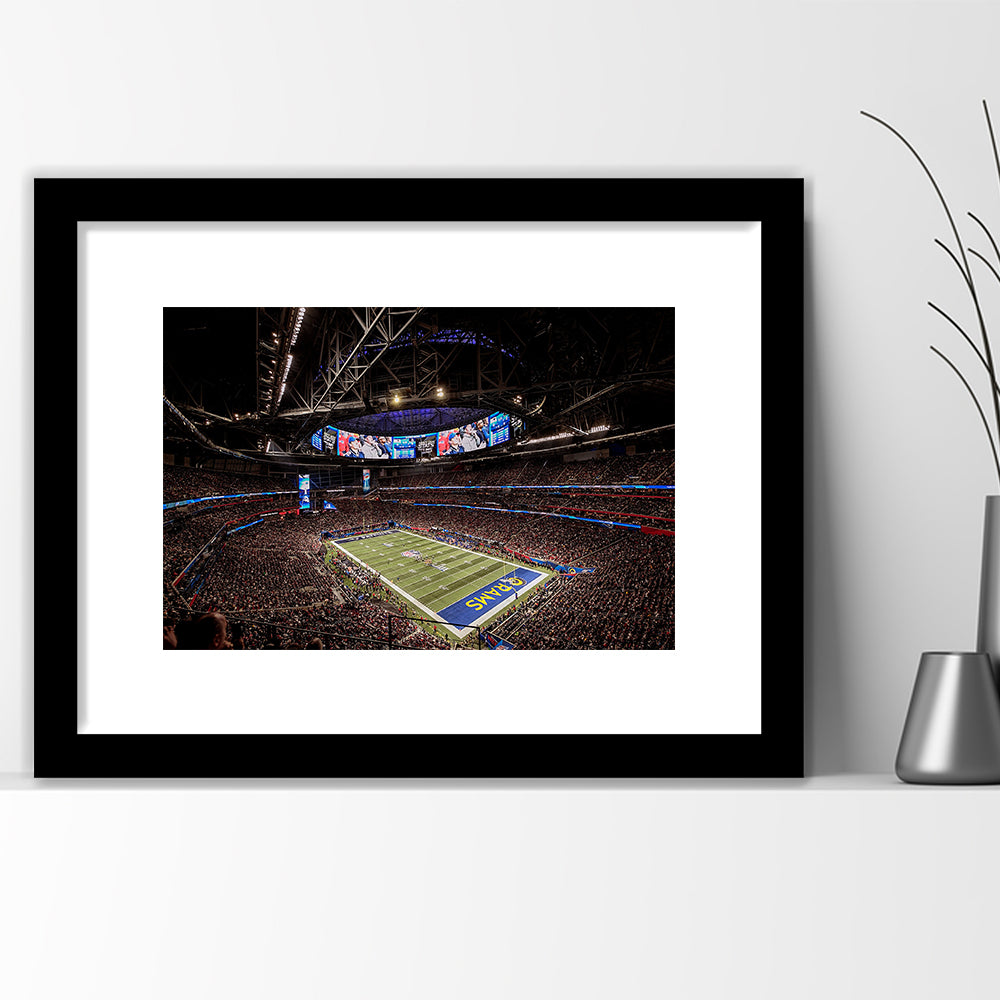 Mercedes Benz Stadium, Stadium Canvas, Sport Art, Fan Gifts, White Border Framed Art Print Wall Decor