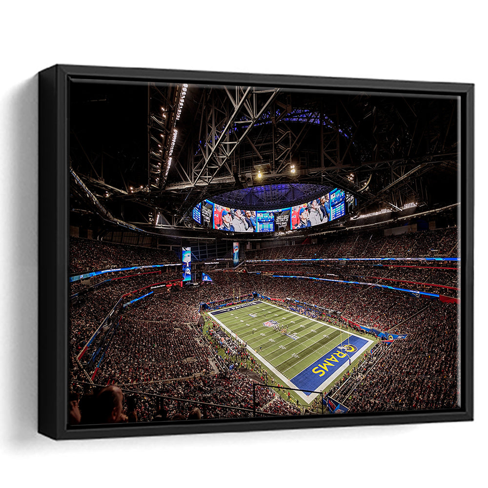 Mercedes Benz Stadium, Stadium Canvas, Sport Art, Fan Gifts, Framed Canvas Print Wall Art, Floating Frame
