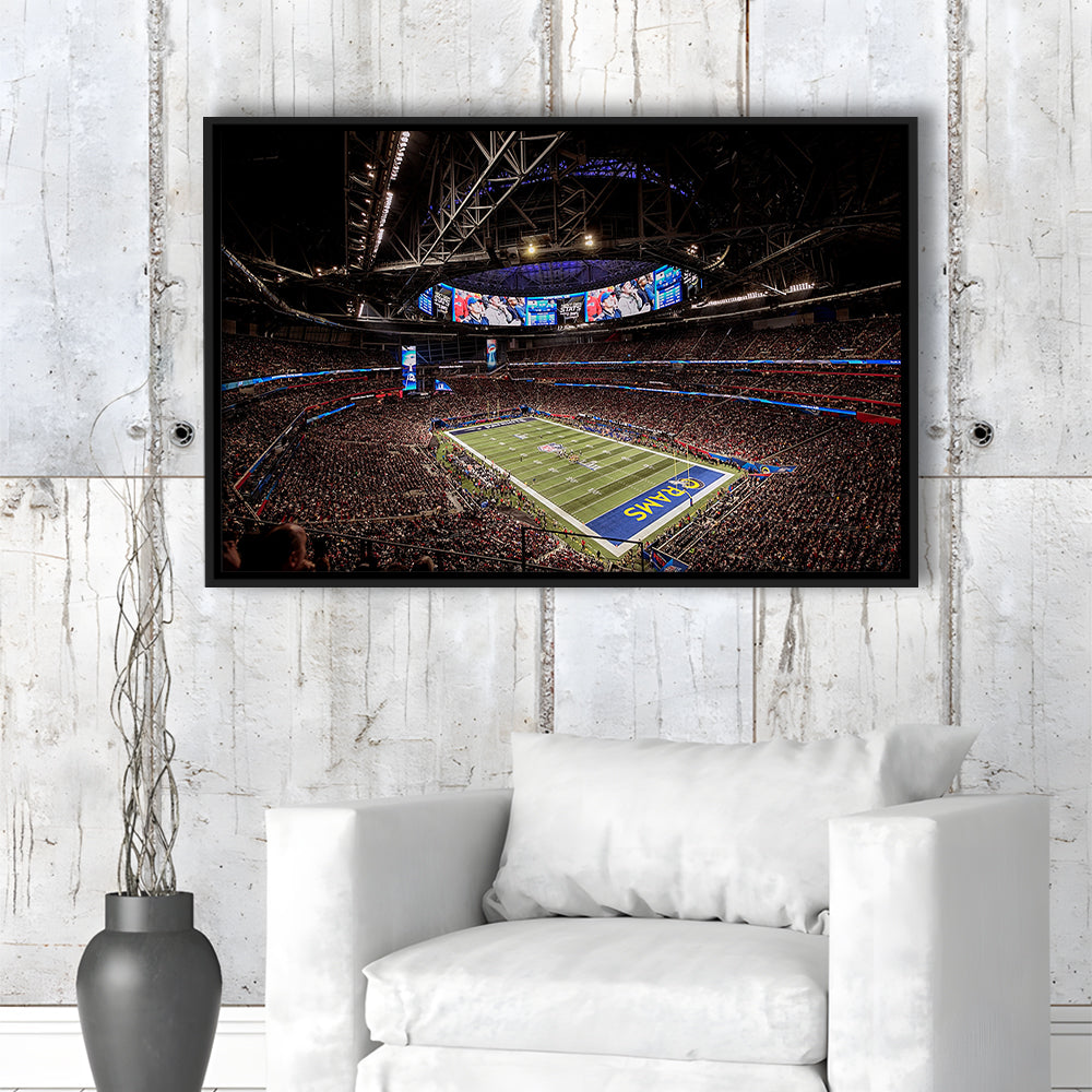 Mercedes Benz Stadium, Stadium Canvas, Sport Art, Fan Gifts, Framed Canvas Print Wall Art, Floating Frame