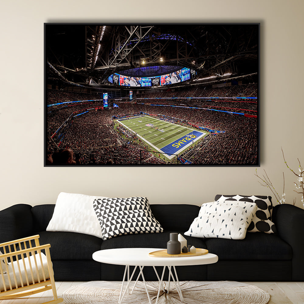 Mercedes Benz Stadium, Stadium Canvas, Sport Art, Fan Gifts, Framed Canvas Print Wall Art, Floating Frame