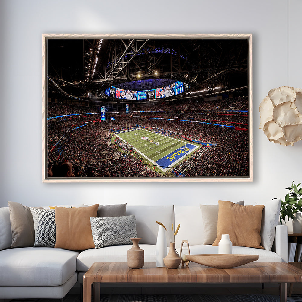 Mercedes Benz Stadium, Stadium Canvas, Sport Art, Fan Gifts, Framed Canvas Print Wall Art, Floating Frame