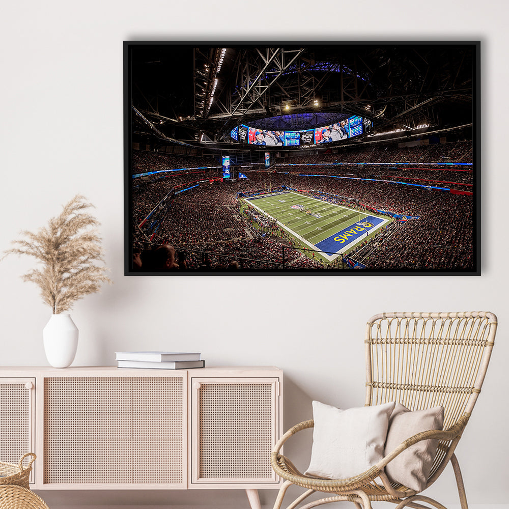 Mercedes Benz Stadium, Stadium Canvas, Sport Art, Fan Gifts, Framed Canvas Print Wall Art, Floating Frame