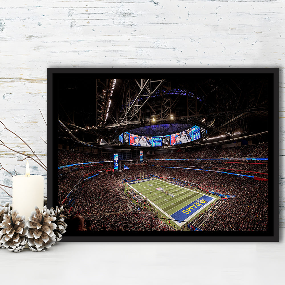 Mercedes Benz Stadium, Stadium Canvas, Sport Art, Fan Gifts, Framed Canvas Print Wall Art, Floating Frame