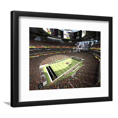 Mercedes Benz Stadium, Stadium Canvas, Sport Art, Gift for him, White Border Framed Art Print Wall Decor