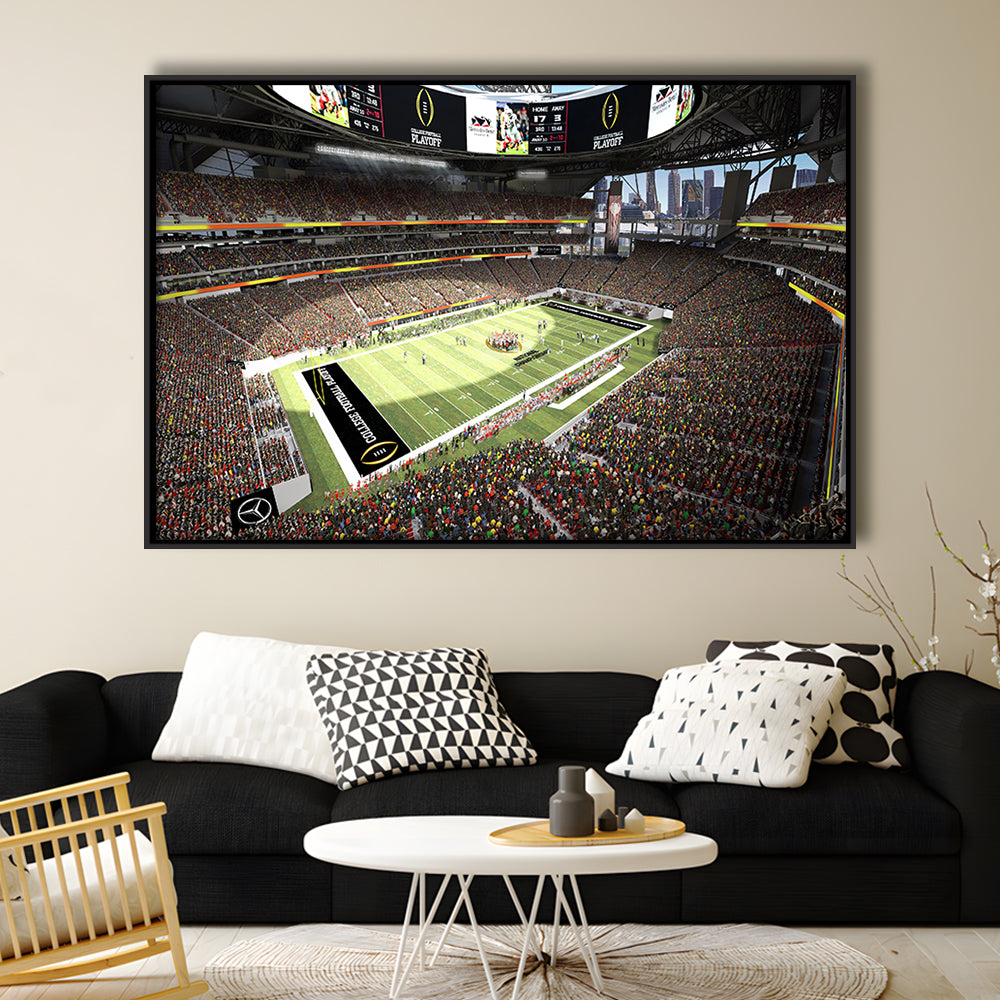 Mercedes Benz Stadium, Stadium Canvas, Sport Art, Framed Canvas Print Wall Art, Floating Frame