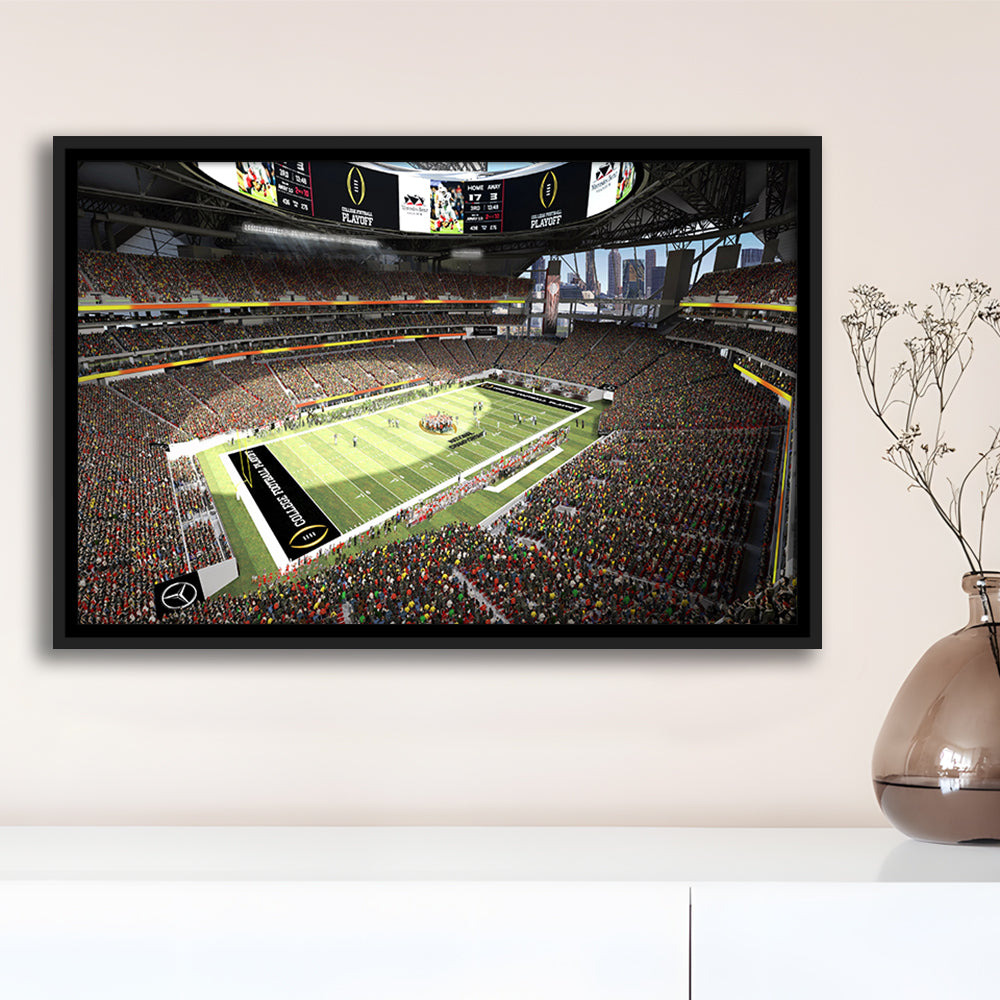 Mercedes Benz Stadium, Stadium Canvas, Sport Art, Framed Canvas Print Wall Art, Floating Frame