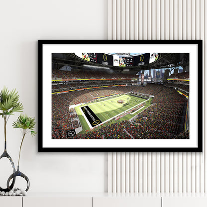 Mercedes Benz Stadium, Stadium Canvas, Sport Art, Gift for him, White Border Framed Art Print Wall Decor
