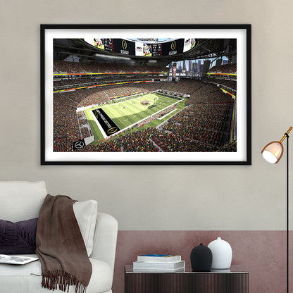 Mercedes Benz Stadium, Stadium Canvas, Sport Art, Gift for him, White Border Framed Art Print Wall Decor