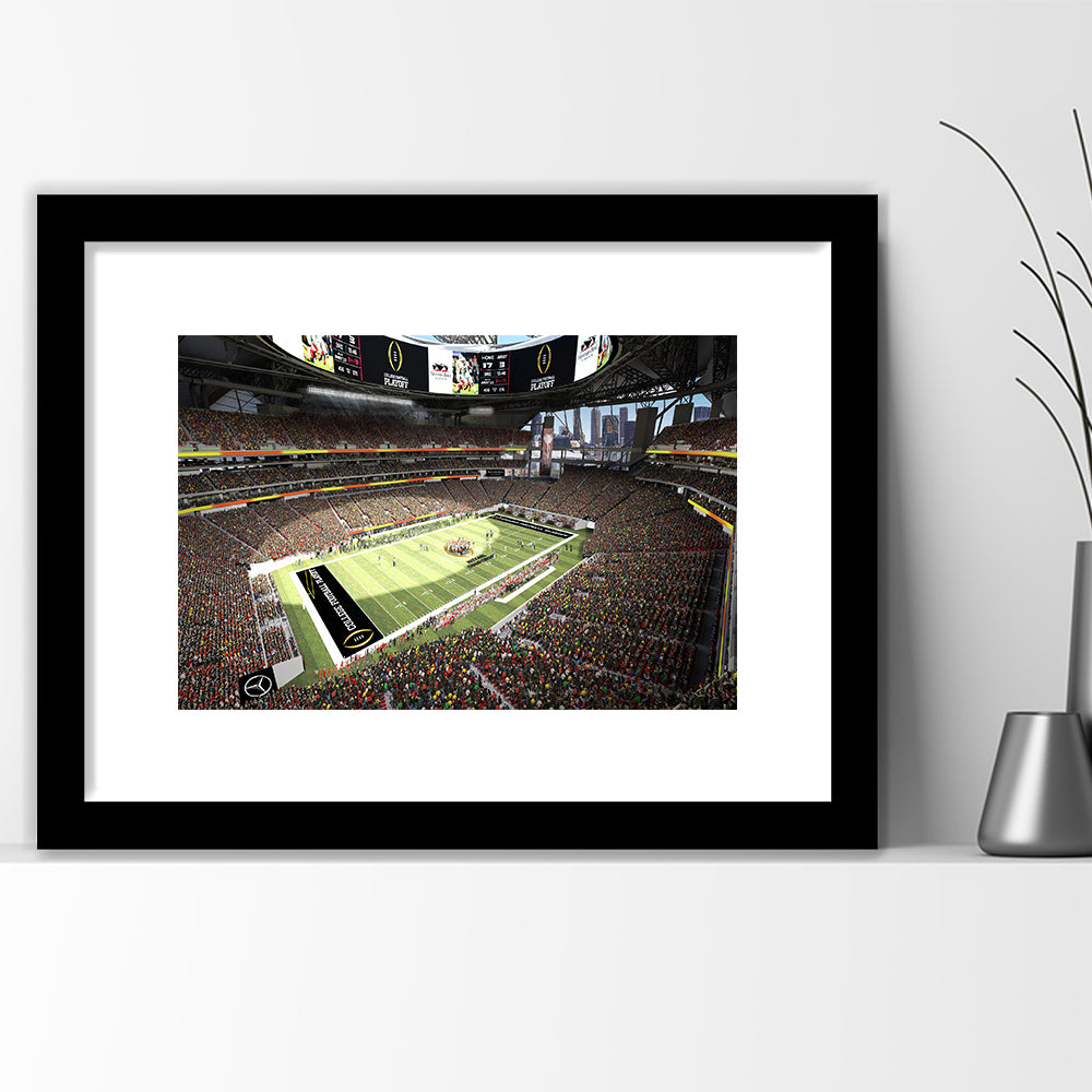 Mercedes Benz Stadium, Stadium Canvas, Sport Art, Gift for him, White Border Framed Art Print Wall Decor
