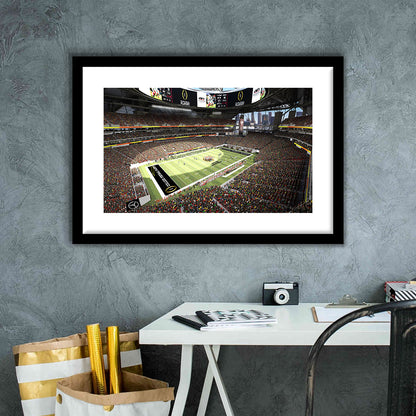 Mercedes Benz Stadium, Stadium Canvas, Sport Art, Gift for him, White Border Framed Art Print Wall Decor