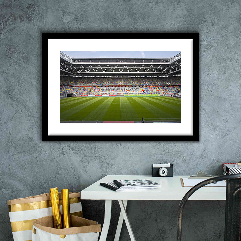 Merkur Spiel Arena, Stadium Canvas, Sport Art, Gift for him, White Border Framed Art Print Wall Decor
