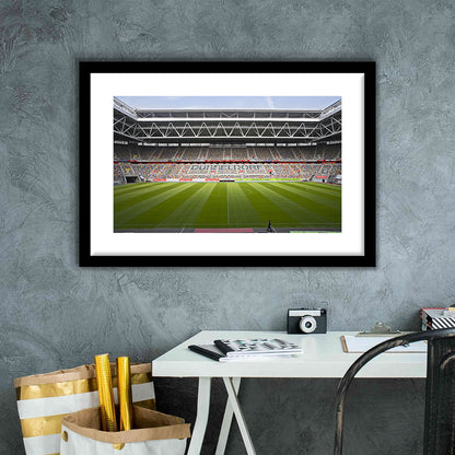 Merkur Spiel Arena, Stadium Canvas, Sport Art, Gift for him, White Border Framed Art Print Wall Decor
