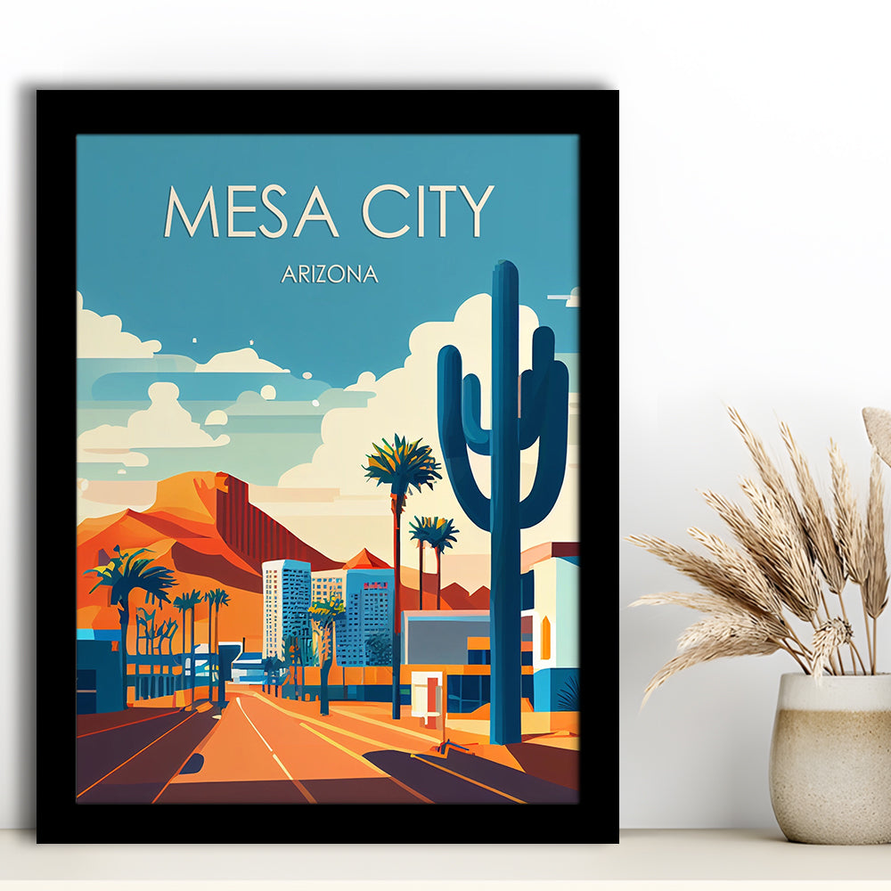 Mesa City Arizona Retro Art Print, Mesa City City Wall Art, Framed Art Print, Picture Framed, Painting Art