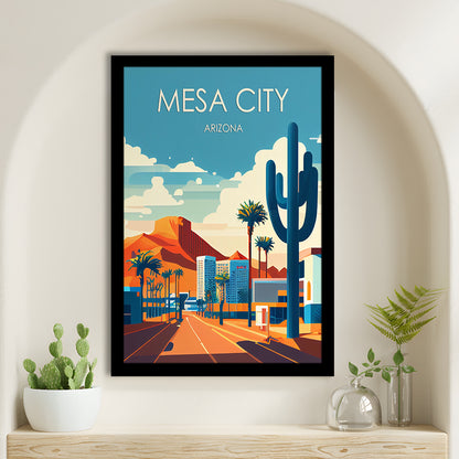 Mesa City Arizona Retro Art Print, Mesa City City Wall Art, Framed Art Print, Picture Framed, Painting Art