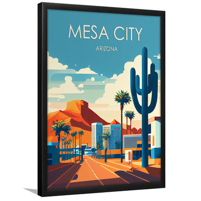 Mesa City Arizona Retro Art Print, Mesa City City Wall Art, Framed Art Print, Picture Framed, Painting Art