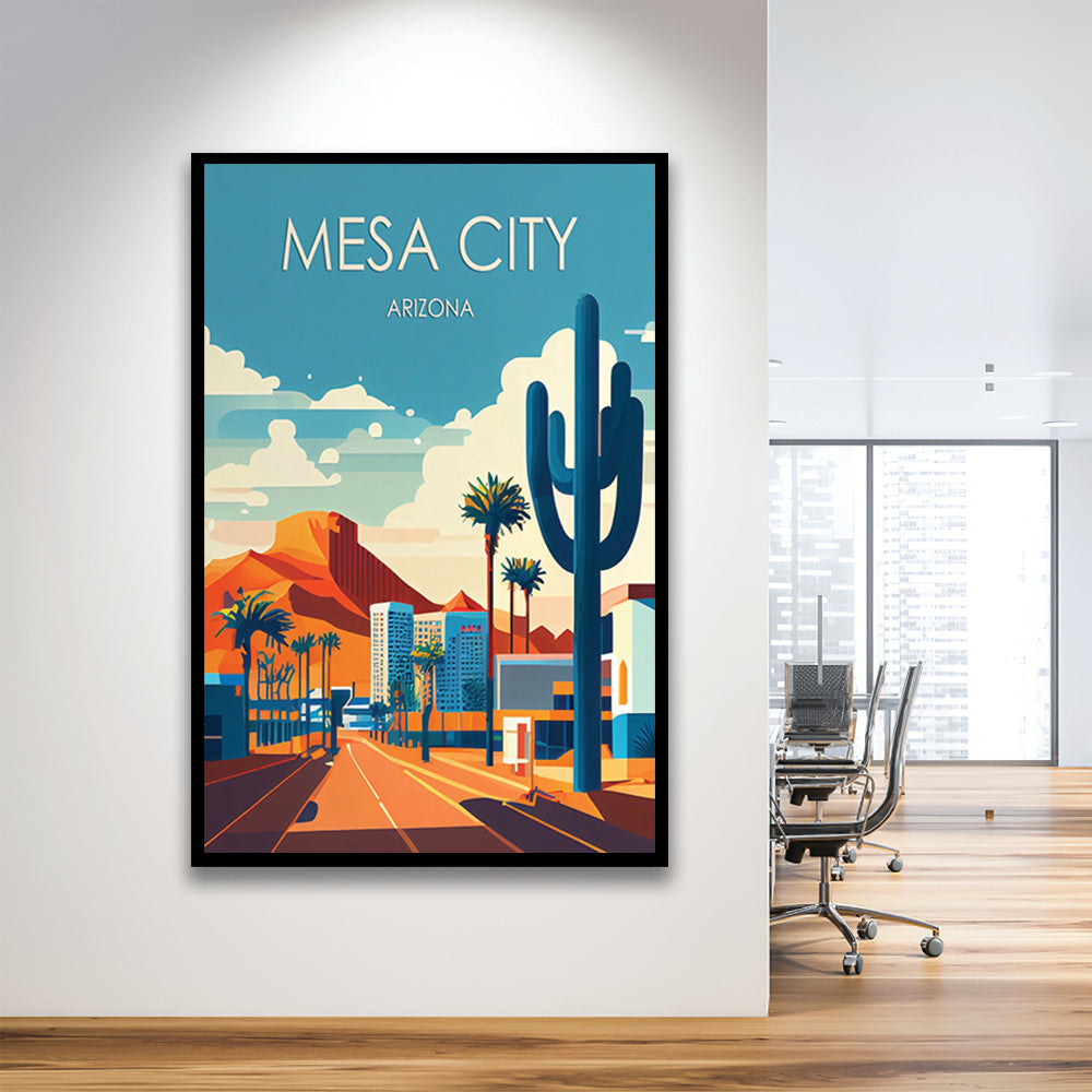 Mesa City Arizona Retro Art Print, Mesa City City Wall Art, Framed Art Print, Picture Framed, Painting Art