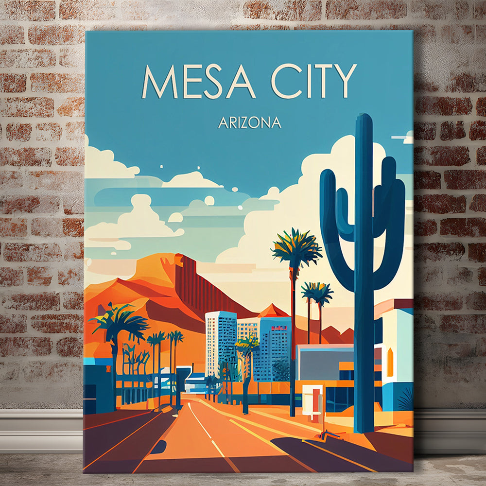Mesa City Arizona Retro Art Print, Mesa City City Wall Art, Canvas Print, Painting Canvas, Living Room Decor