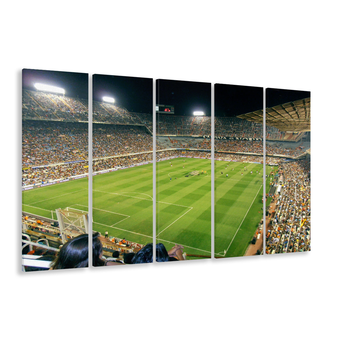Mestalla Stadium, Stadium Canvas, Sport Art, 5 Panel B, Extra Large Canvas, Canvas Print Wall Art