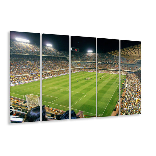 Mestalla Stadium, Stadium Canvas, Sport Art, 5 Panel B, Extra Large Canvas, Canvas Print Wall Art