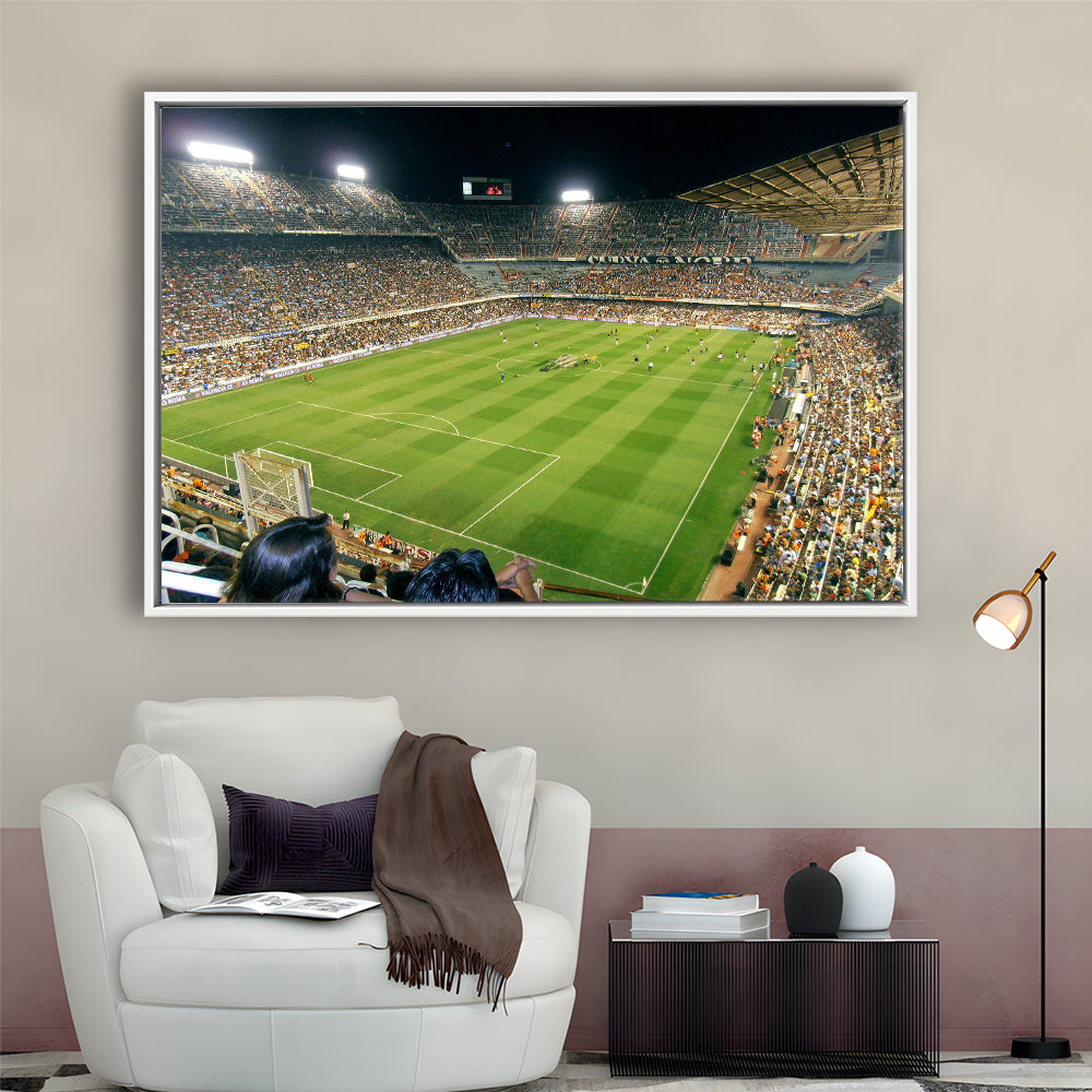 Mestalla Stadium, Stadium Canvas, Sport Art, Framed Canvas Print Wall Art, Floating Frame