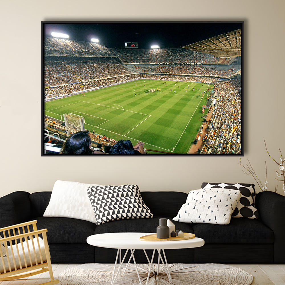 Mestalla Stadium, Stadium Canvas, Sport Art, Framed Canvas Print Wall Art, Floating Frame