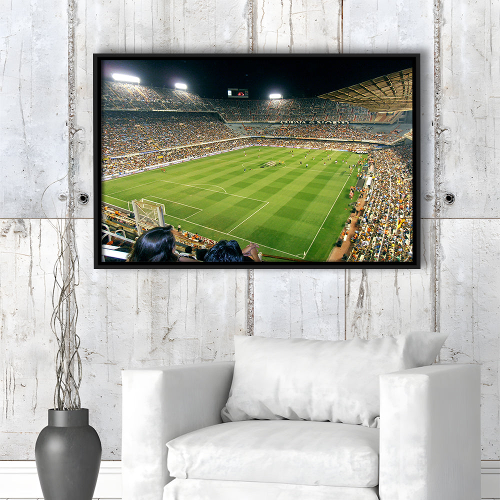 Mestalla Stadium, Stadium Canvas, Sport Art, Framed Canvas Print Wall Art, Floating Frame