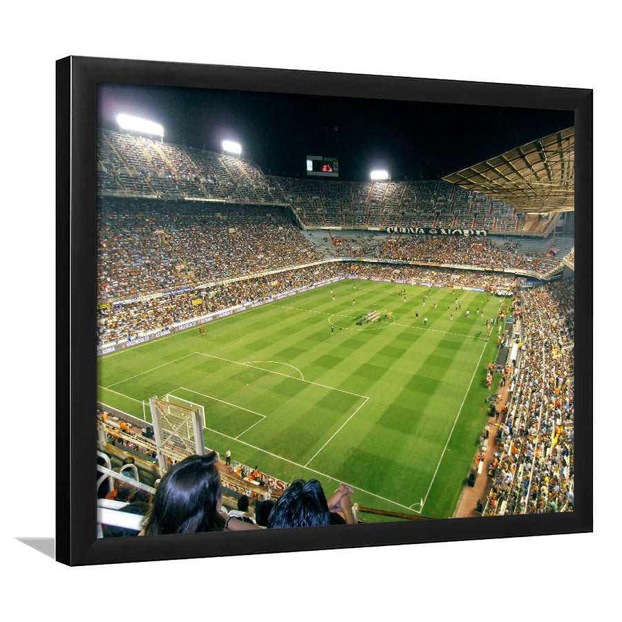 Mestalla Stadium, Stadium Canvas, Sport Art, Gift for him, Framed Art Print Wall Decor, Picture Framed