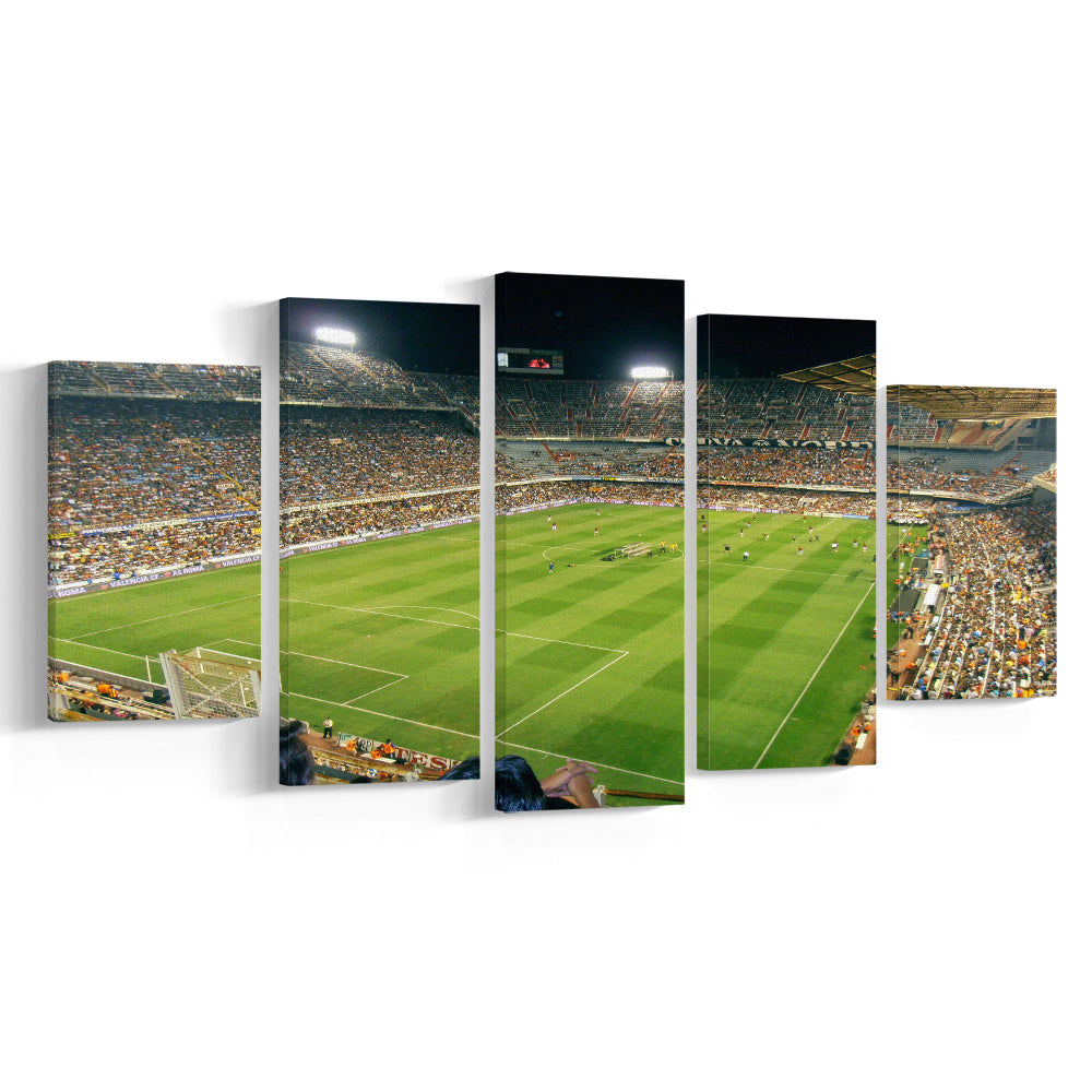 Mestalla Stadium, Stadium Canvas, Sport Art, Gift for him, 5 Panel, Large Canvas, Canvas Print Wall Art