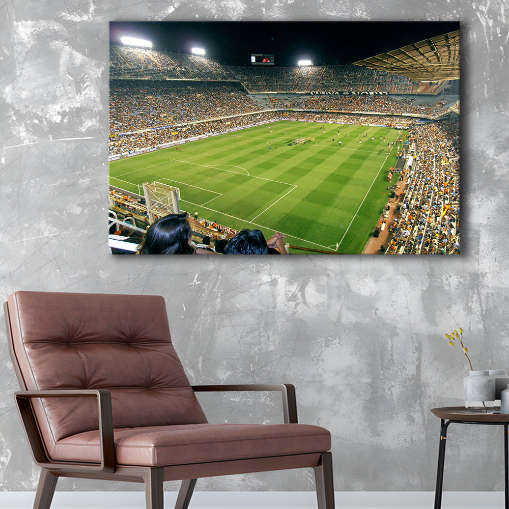 Mestalla Stadium, Stadium Canvas, Sport Art, Gift for him, Man Cave Decor, Art Print, Canvas Print Wall Art