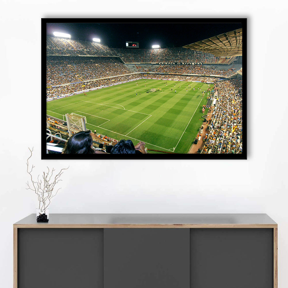 Mestalla Stadium, Stadium Canvas, Sport Art, Gift for him, Framed Art Print Wall Decor, Picture Framed