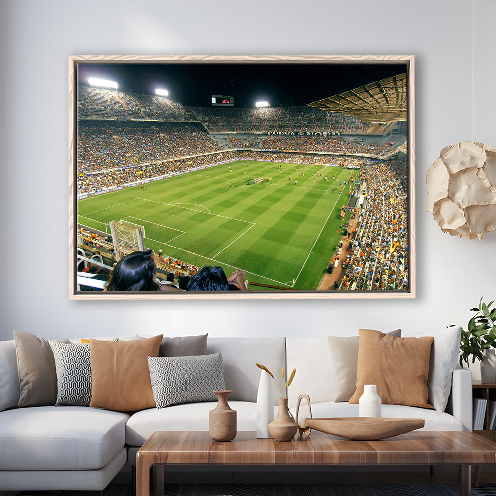 Mestalla Stadium, Stadium Canvas, Sport Art, Framed Canvas Print Wall Art, Floating Frame