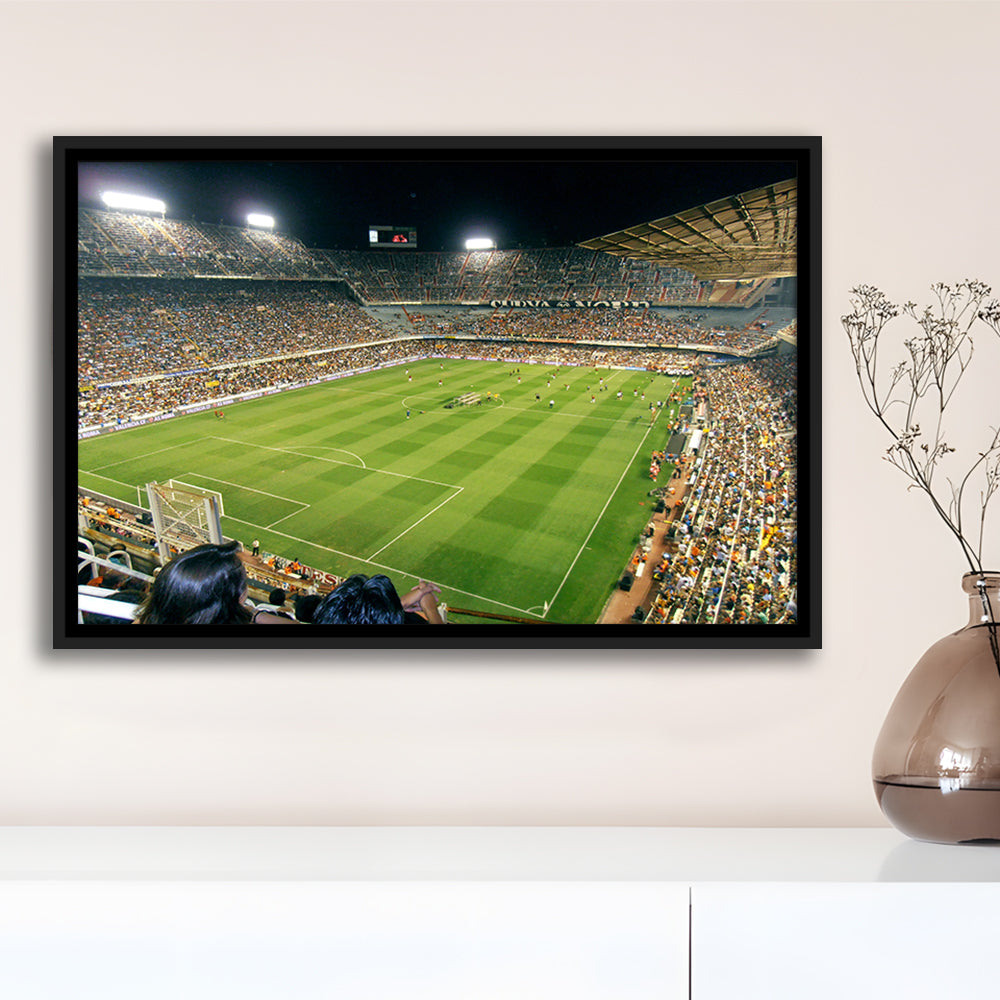 Mestalla Stadium, Stadium Canvas, Sport Art, Framed Canvas Print Wall Art, Floating Frame