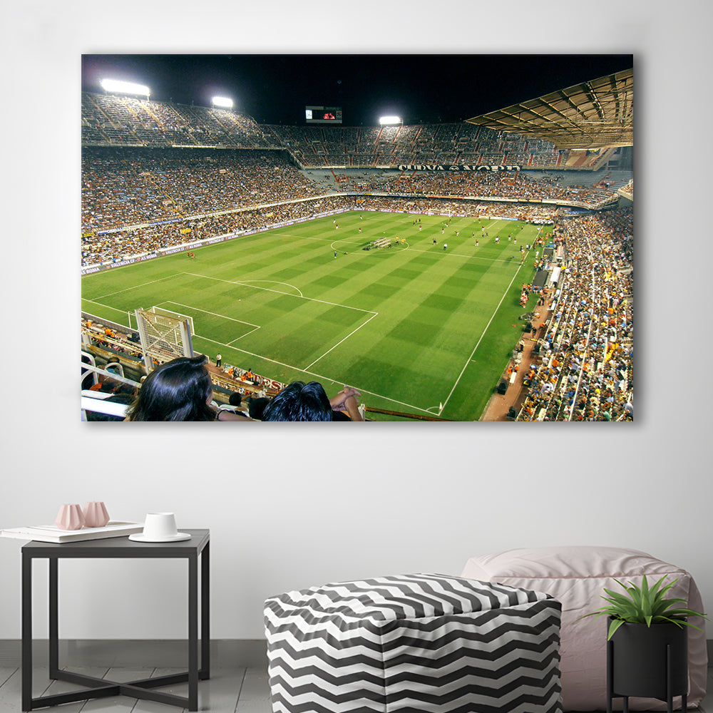 Mestalla Stadium, Stadium Canvas, Sport Art, Gift for him, Man Cave Decor, Art Print, Canvas Print Wall Art