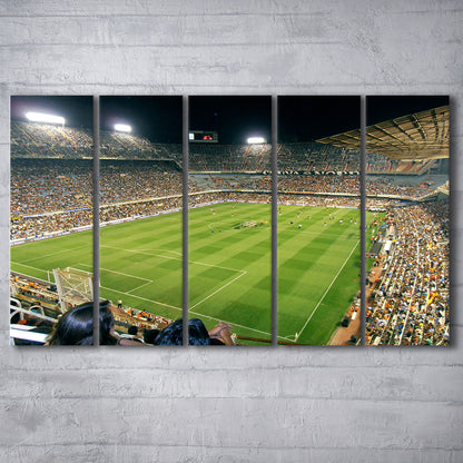 Mestalla Stadium, Stadium Canvas, Sport Art, 5 Panel B, Extra Large Canvas, Canvas Print Wall Art