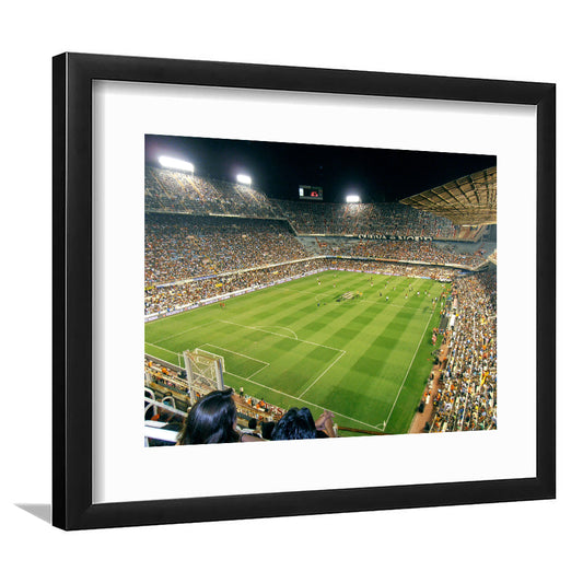 Mestalla Stadium, Stadium Canvas, Sport Art, Gift for him, White Border Framed Art Print Wall Decor