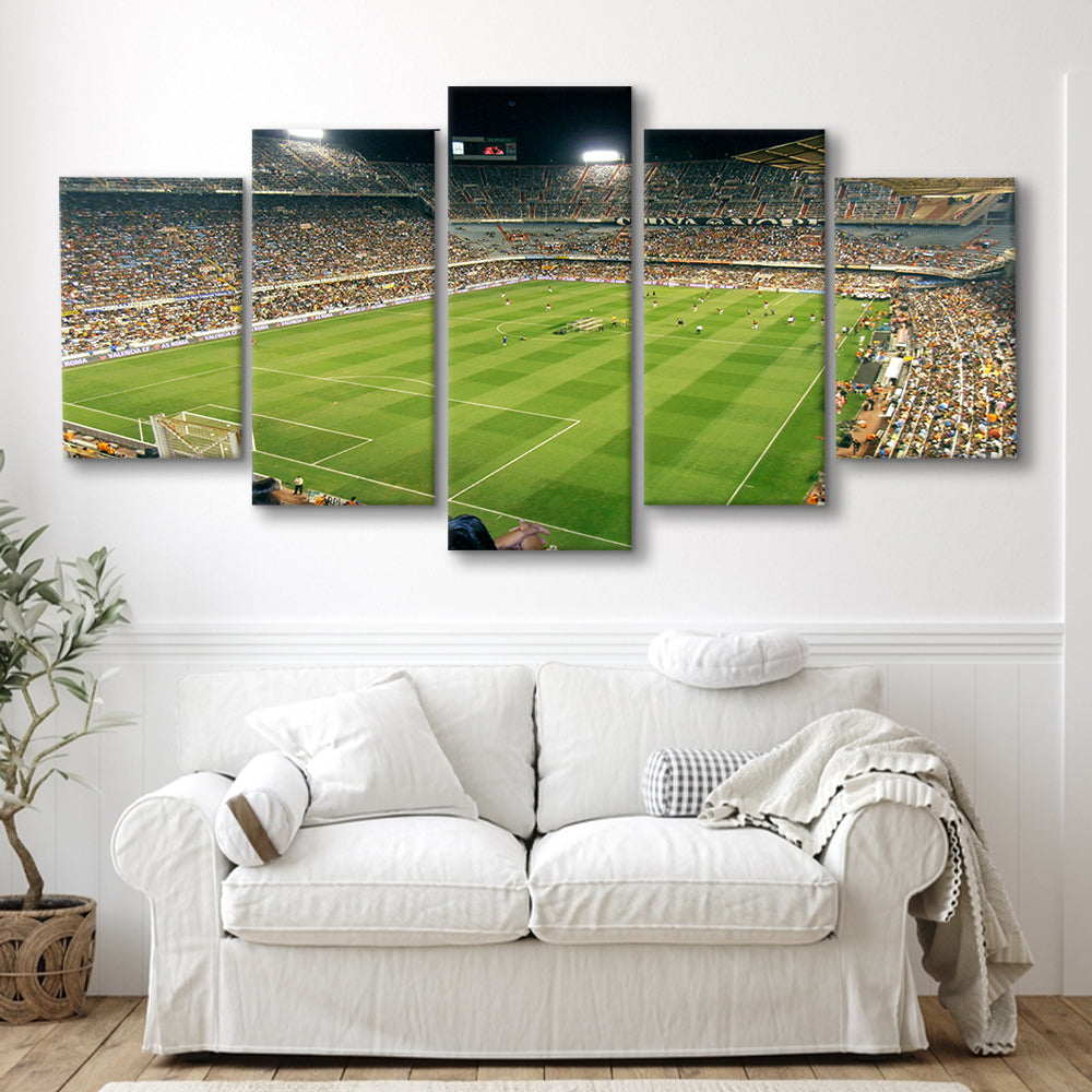 Mestalla Stadium, Stadium Canvas, Sport Art, Gift for him, 5 Panel, Large Canvas, Canvas Print Wall Art