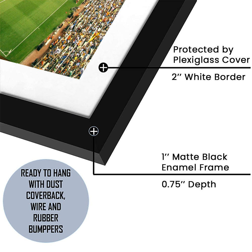 Mestalla Stadium, Stadium Canvas, Sport Art, Gift for him, White Border Framed Art Print Wall Decor