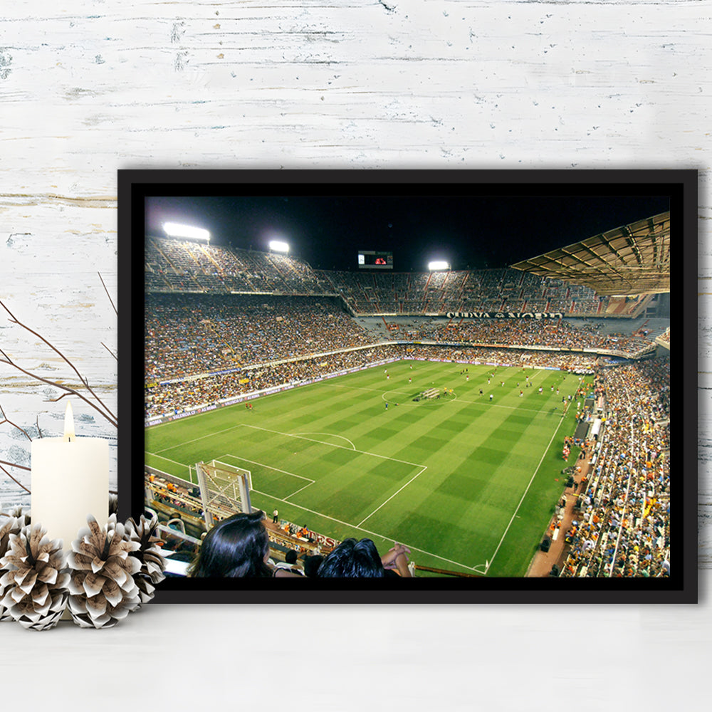 Mestalla Stadium, Stadium Canvas, Sport Art, Framed Canvas Print Wall Art, Floating Frame