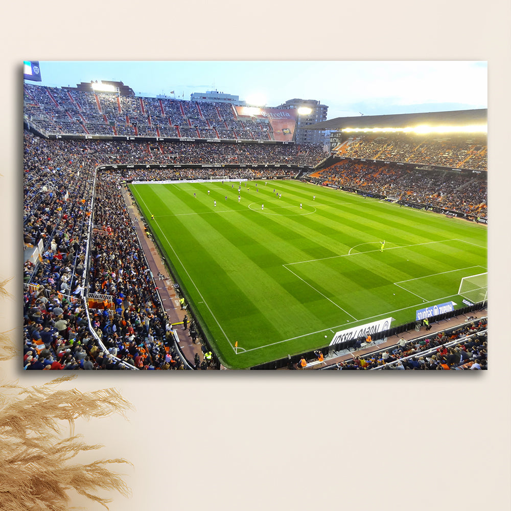 Mestalla Stadium in Valencia, Stadium Canvas, Sport Art, Gift for him, Man Cave Decor, Art Print, Canvas Print Wall Art