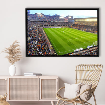 Mestalla Stadium in Valencia, Stadium Canvas, Sport Art, Framed Canvas Print Wall Art, Floating Frame