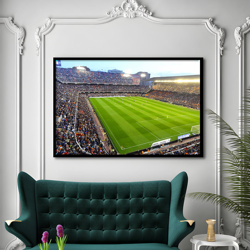Mestalla Stadium in Valencia, Stadium Canvas, Sport Art, Gift for him, Framed Art Print Wall Decor, Picture Framed